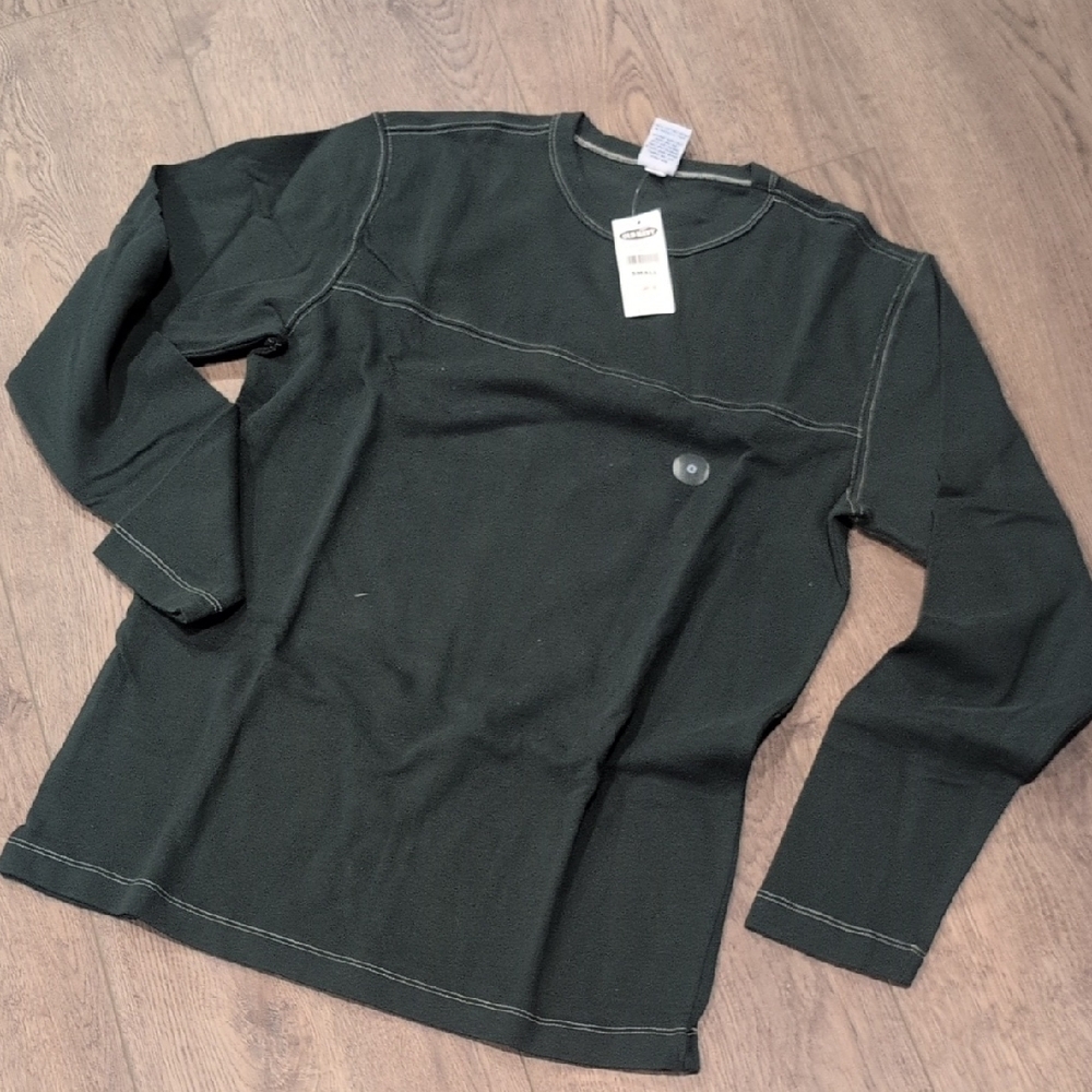 Old Navy Teal Green Long Sleeve Crewneck Top with Contrast Stitching NWT